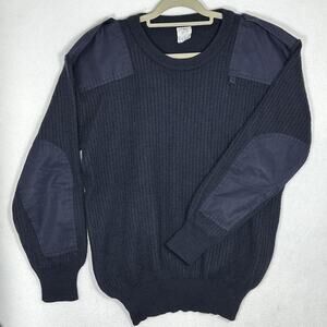 VTG Military Service Sweater XL Navy Blue Wool Blend Commando Ribbed Gorpcore